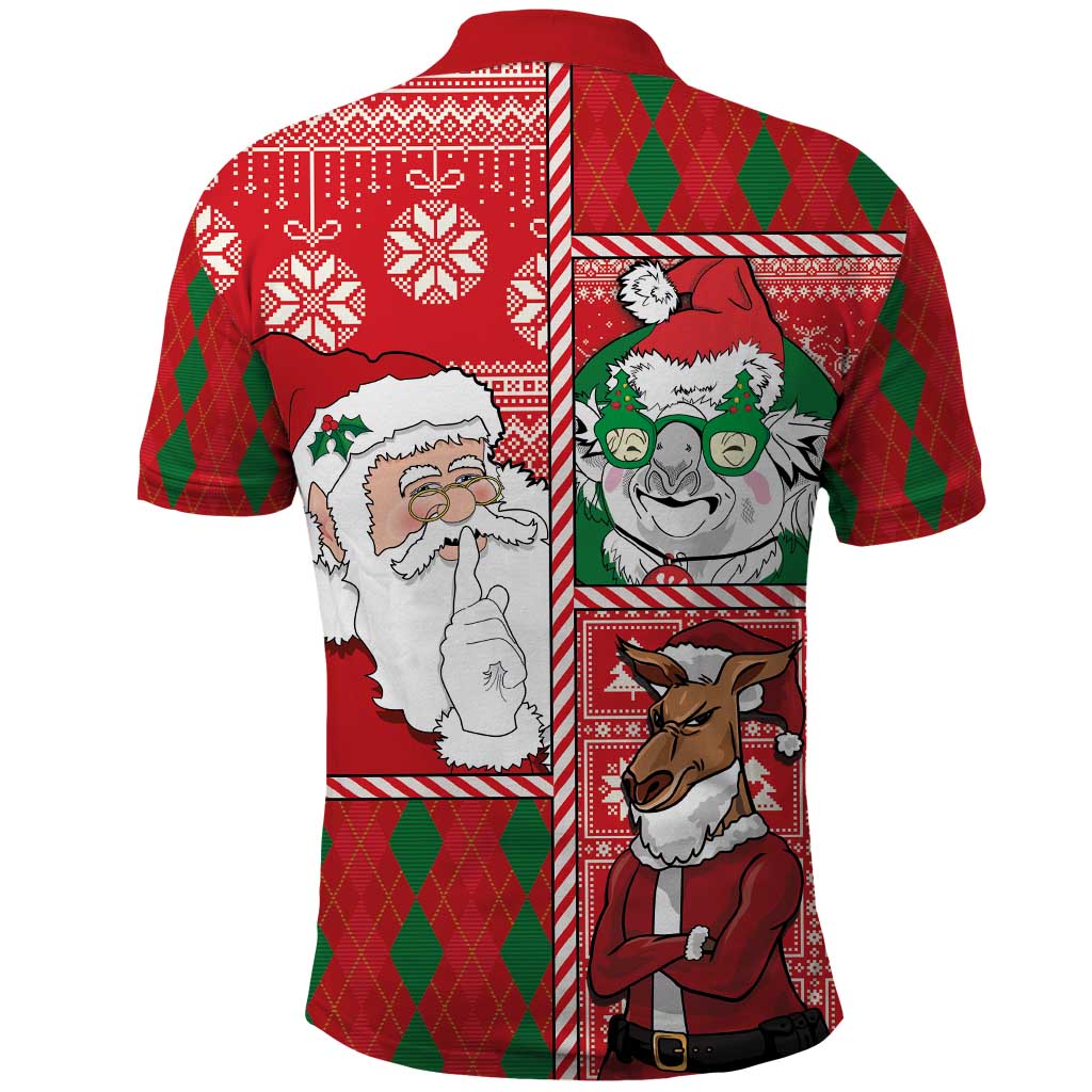 Australian Christmas Polo Shirt - Santa Koala Kangaroo and Holiday Cheer LT03 - Polynesian Pride