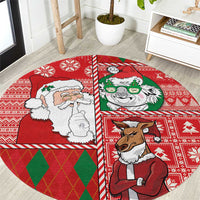 Australian Christmas Round Carpet - Santa Koala Kangaroo and Holiday Cheer LT03 Red - Polynesian Pride