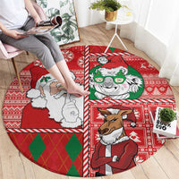 Australian Christmas Round Carpet - Santa Koala Kangaroo and Holiday Cheer LT03 - Polynesian Pride