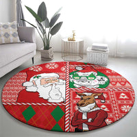 Australian Christmas Round Carpet - Santa Koala Kangaroo and Holiday Cheer LT03 - Polynesian Pride