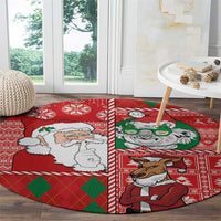 Australian Christmas Round Carpet - Santa Koala Kangaroo and Holiday Cheer LT03 - Polynesian Pride