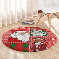 Australian Christmas Round Carpet - Santa Koala Kangaroo and Holiday Cheer LT03 - Polynesian Pride