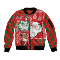 Australian Christmas Sleeve Zip Bomber Jacket - Santa Koala Kangaroo and Holiday Cheer LT03 Unisex Red - Polynesian Pride