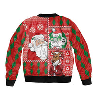 Australian Christmas Sleeve Zip Bomber Jacket - Santa Koala Kangaroo and Holiday Cheer LT03 - Polynesian Pride