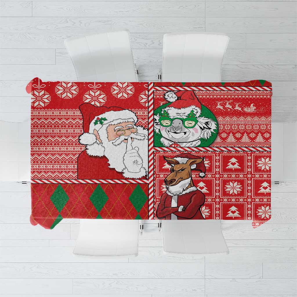 Australian Christmas Tablecloth - Santa Koala Kangaroo and Holiday Cheer