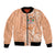 Bula Fiji Bomber Jacket Tropical Flower and Tapa Pattern Peach Fuzz Color LT03 Unisex Peach Fuzz - Polynesian Pride