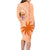 Bula Fiji Family Matching Long Sleeve Bodycon Dress and Hawaiian Shirt Tropical Flower and Tapa Pattern Peach Fuzz Color LT03 - Polynesian Pride