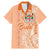 Bula Fiji Family Matching Mermaid Dress and Hawaiian Shirt Tropical Flower and Tapa Pattern Peach Fuzz Color LT03 Dad's Shirt - Short Sleeve Peach Fuzz - Polynesian Pride