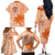 Bula Fiji Family Matching Off Shoulder Long Sleeve Dress and Hawaiian Shirt Tropical Flower and Tapa Pattern Peach Fuzz Color LT03 - Polynesian Pride