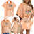 Bula Fiji Family Matching Off Shoulder Short Dress and Hawaiian Shirt Tropical Flower and Tapa Pattern Peach Fuzz Color LT03 - Polynesian Pride