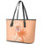 Bula Fiji Leather Tote Bag Tropical Flower and Tapa Pattern Peach Fuzz Color LT03 - Polynesian Pride