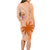 Bula Fiji Long Sleeve Bodycon Dress Tropical Flower and Tapa Pattern Peach Fuzz Color LT03 - Polynesian Pride