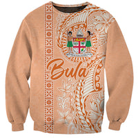 Bula Fiji Sweatshirt Tropical Flower and Tapa Pattern Peach Fuzz Color LT03 Unisex Peach Fuzz - Polynesian Pride