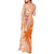 Bula Fiji Tank Maxi Dress Tropical Flower and Tapa Pattern Peach Fuzz Color LT03 - Polynesian Pride