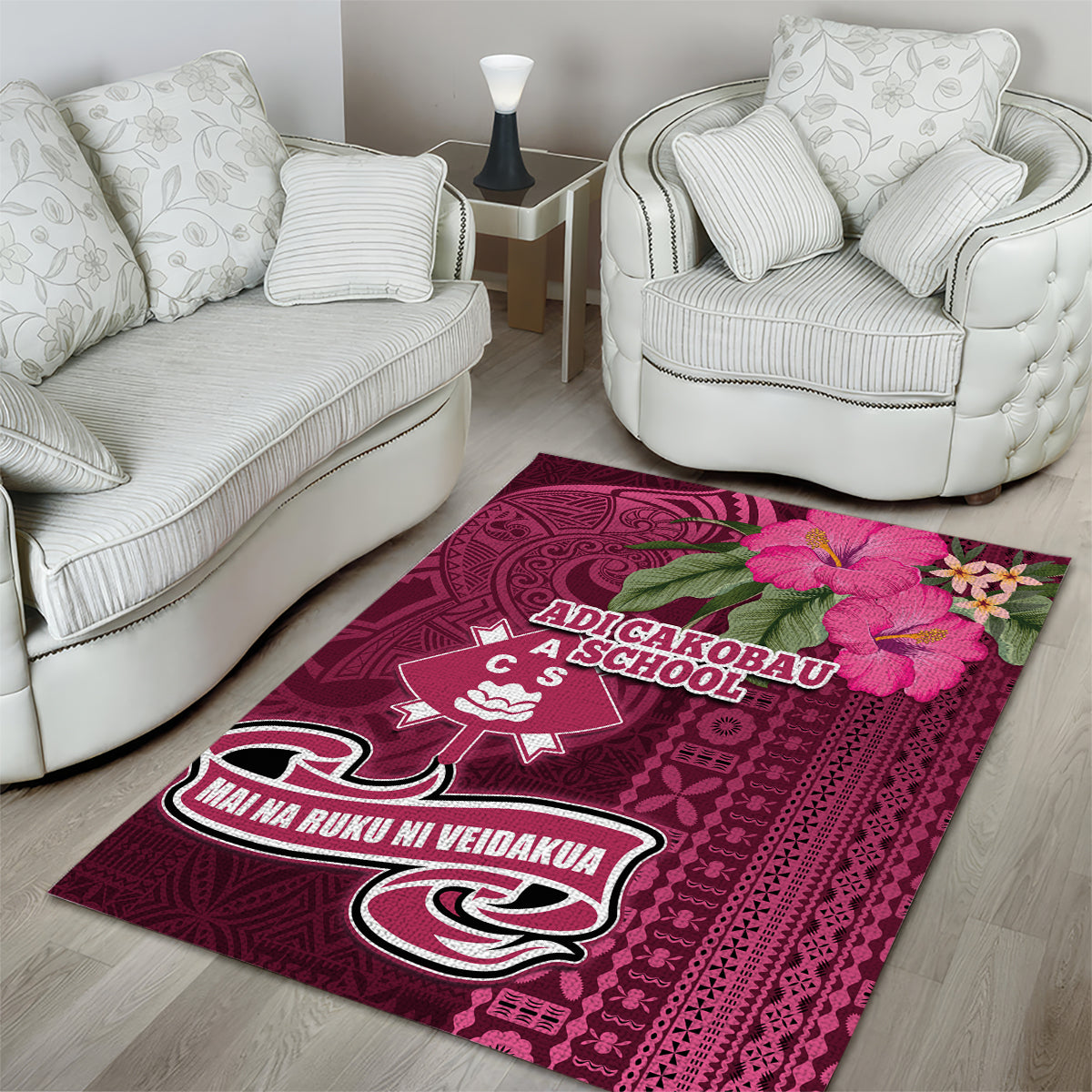 Fiji Adi Cakobau School Area Rug Tropical Flower and Tapa Pattern LT03 - Polynesian Pride