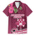 Fiji Adi Cakobau School Family Matching Long Sleeve Bodycon Dress and Hawaiian Shirt Tropical Flower and Tapa Pattern LT03 Dad's Shirt - Short Sleeve Pink - Polynesian Pride