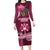 Fiji Adi Cakobau School Family Matching Long Sleeve Bodycon Dress and Hawaiian Shirt Tropical Flower and Tapa Pattern LT03 Mom's Dress Pink - Polynesian Pride