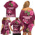 Fiji Adi Cakobau School Family Matching Off Shoulder Short Dress and Hawaiian Shirt Tropical Flower and Tapa Pattern LT03 - Polynesian Pride