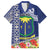 Fiji Natabua High School Family Matching Long Sleeve Bodycon Dress and Hawaiian Shirt Tropical Flower and Tapa Pattern Blue Style LT03 Dad's Shirt - Short Sleeve Blue - Polynesian Pride