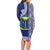 Fiji Natabua High School Family Matching Long Sleeve Bodycon Dress and Hawaiian Shirt Tropical Flower and Tapa Pattern Blue Style LT03 - Polynesian Pride