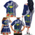 Fiji Natabua High School Family Matching Off Shoulder Long Sleeve Dress and Hawaiian Shirt Tropical Flower and Tapa Pattern Blue Style LT03 - Polynesian Pride