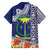 Fiji Natabua High School Family Matching Off Shoulder Long Sleeve Dress and Hawaiian Shirt Tropical Flower and Tapa Pattern Blue Style LT03 - Polynesian Pride