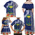 Fiji Natabua High School Family Matching Off Shoulder Maxi Dress and Hawaiian Shirt Tropical Flower and Tapa Pattern Blue Style LT03 - Polynesian Pride