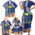 Fiji Natabua High School Family Matching Short Sleeve Bodycon Dress and Hawaiian Shirt Tropical Flower and Tapa Pattern Blue Style LT03 - Polynesian Pride