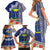 Fiji Natabua High School Family Matching Short Sleeve Bodycon Dress and Hawaiian Shirt Tropical Flower and Tapa Pattern Blue Style LT03 - Polynesian Pride