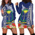 Fiji Natabua High School Hoodie Dress Tropical Flower and Tapa Pattern Blue Style LT03 - Polynesian Pride