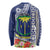 Fiji Natabua High School Long Sleeve Shirt Tropical Flower and Tapa Pattern Blue Style LT03 - Polynesian Pride