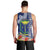 Fiji Natabua High School Men Tank Top Tropical Flower and Tapa Pattern Blue Style LT03 - Polynesian Pride