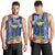 Fiji Natabua High School Men Tank Top Tropical Flower and Tapa Pattern Blue Style LT03 - Polynesian Pride