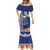 Fiji Natabua High School Mermaid Dress Tropical Flower and Tapa Pattern Blue Style LT03 - Polynesian Pride