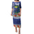 Fiji Natabua High School Puletasi Tropical Flower and Tapa Pattern Blue Style LT03 Long Dress Blue - Polynesian Pride