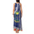 Fiji Natabua High School Tank Maxi Dress Tropical Flower and Tapa Pattern Blue Style LT03 - Polynesian Pride