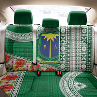Fiji Natabua High School Back Car Seat Cover Tropical Flower and Tapa Pattern Green Style LT03 - Polynesian Pride
