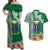 Fiji Natabua High School Couples Matching Off Shoulder Maxi Dress and Hawaiian Shirt Tropical Flower and Tapa Pattern Green Style LT03 Green - Polynesian Pride