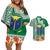 Fiji Natabua High School Couples Matching Off Shoulder Short Dress and Hawaiian Shirt Tropical Flower and Tapa Pattern Green Style LT03 Green - Polynesian Pride