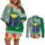 Fiji Natabua High School Couples Matching Off Shoulder Short Dress and Long Sleeve Button Shirt Tropical Flower and Tapa Pattern Green Style LT03 Green - Polynesian Pride