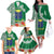 Fiji Natabua High School Family Matching Off Shoulder Long Sleeve Dress and Hawaiian Shirt Tropical Flower and Tapa Pattern Green Style LT03 - Polynesian Pride