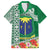 Fiji Natabua High School Family Matching Off Shoulder Long Sleeve Dress and Hawaiian Shirt Tropical Flower and Tapa Pattern Green Style LT03 Dad's Shirt - Short Sleeve Green - Polynesian Pride