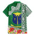 Fiji Natabua High School Family Matching Off Shoulder Long Sleeve Dress and Hawaiian Shirt Tropical Flower and Tapa Pattern Green Style LT03 - Polynesian Pride