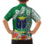 Fiji Natabua High School Family Matching Off Shoulder Short Dress and Hawaiian Shirt Tropical Flower and Tapa Pattern Green Style LT03 - Polynesian Pride