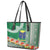 Fiji Natabua High School Leather Tote Bag Tropical Flower and Tapa Pattern Green Style LT03 - Polynesian Pride