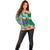 Fiji Natabua High School Off Shoulder Sweater Tropical Flower and Tapa Pattern Green Style LT03 - Polynesian Pride