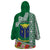 Fiji Natabua High School Wearable Blanket Hoodie Tropical Flower and Tapa Pattern Green Style LT03 - Polynesian Pride