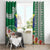 Fiji Natabua High School Window Curtain Tropical Flower and Tapa Pattern Green Style LT03 - Polynesian Pride