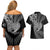 New Zealand Valentine Day Couples Matching Off Shoulder Short Dress and Hawaiian Shirt Aotearoa Warrior and Woman Love Heart Silver Fern Koru LT03 - Polynesian Pride