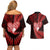 New Zealand Valentine Day Couples Matching Off Shoulder Short Dress and Hawaiian Shirt Aotearoa Warrior and Woman Love Story Silver Fern Koru Red Style LT03 - Polynesian Pride